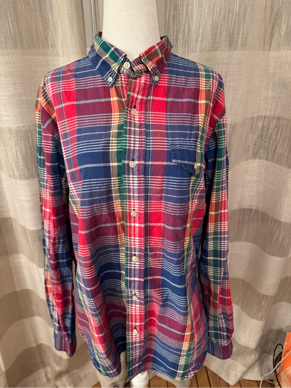 Ralph Lauren Red, Blue & Green Plaid Button-Down Shirt